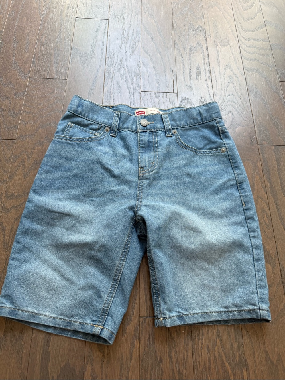 Boys kids Levi's Sz 12 slim Light Wash Denim Bermuda Shorts adjustable waist